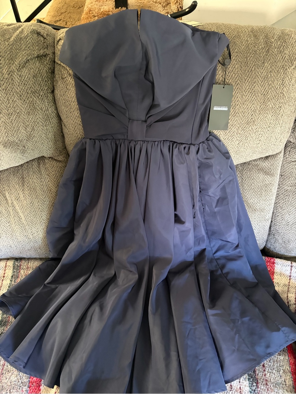 Chiara Boni Strapless Midnight Blue Cocktail Dress